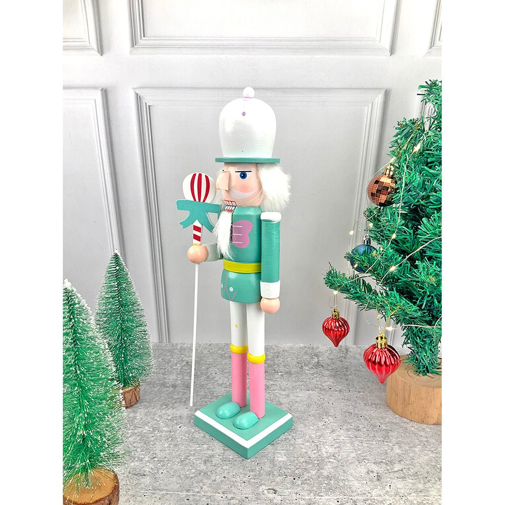 15 inches wooden Pastel Green Balloon Nutcracker self standing Christmas Table Decor - Little Surprise Box15 inches wooden Pastel Green Balloon Nutcracker self standing Christmas Table Decor