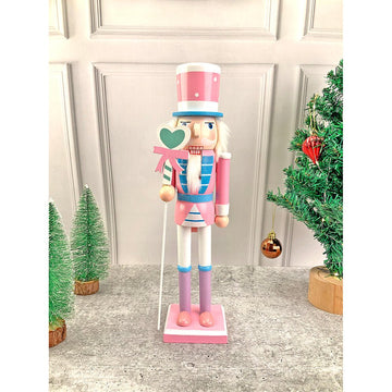 15 inches wooden Pastel Pink Heart Nutcracker self standing Christmas Table Decor - Little Surprise Box15 inches wooden Pastel Pink Heart Nutcracker self standing Christmas Table Decor