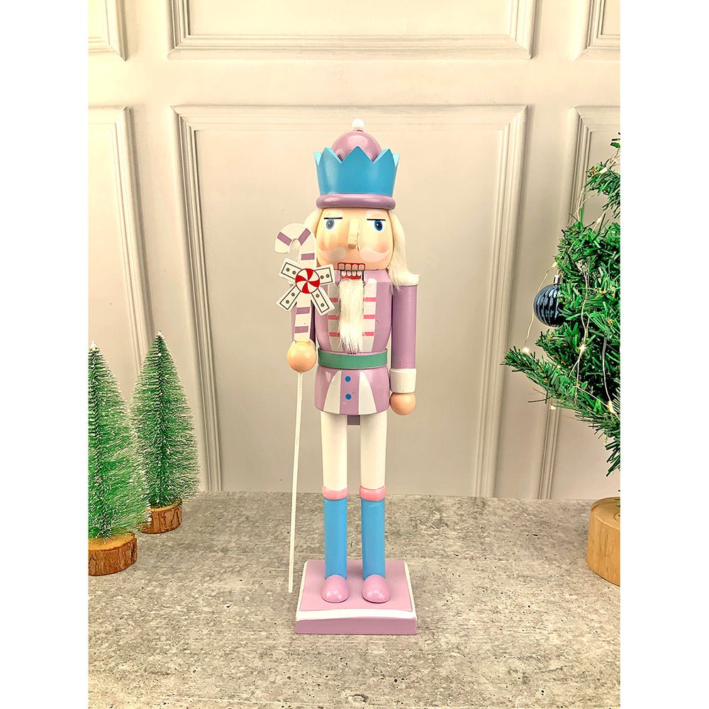 15 inches wooden Pastel Purple Candycane Nutcracker self standing Christmas Table Decor - Little Surprise Box15 inches wooden Pastel Purple Candycane Nutcracker self standing Christmas Table Decor