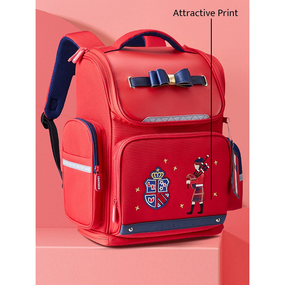 15.5inch, Red Bow London Theme Ergonomic School Backpack for Kids - Little Surprise Box15.5inch, Red Bow London Theme Ergonomic School Backpack for Kids