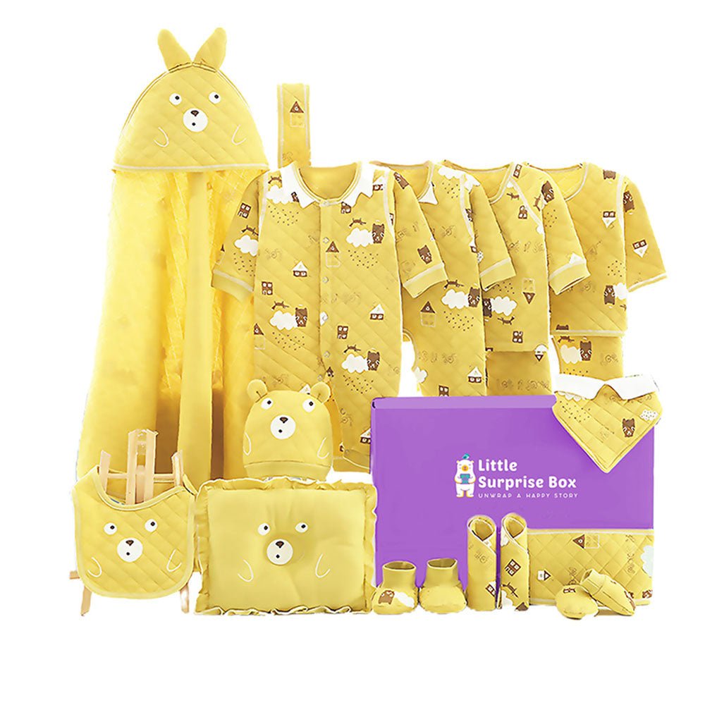 19 Pcs Winter Wear Occur Bear Newborn Baby Girl/ Boy Gift Hamper Box - Little Surprise Box19 Pcs Winter Wear Occur Bear Newborn Baby Girl/ Boy Gift Hamper Box