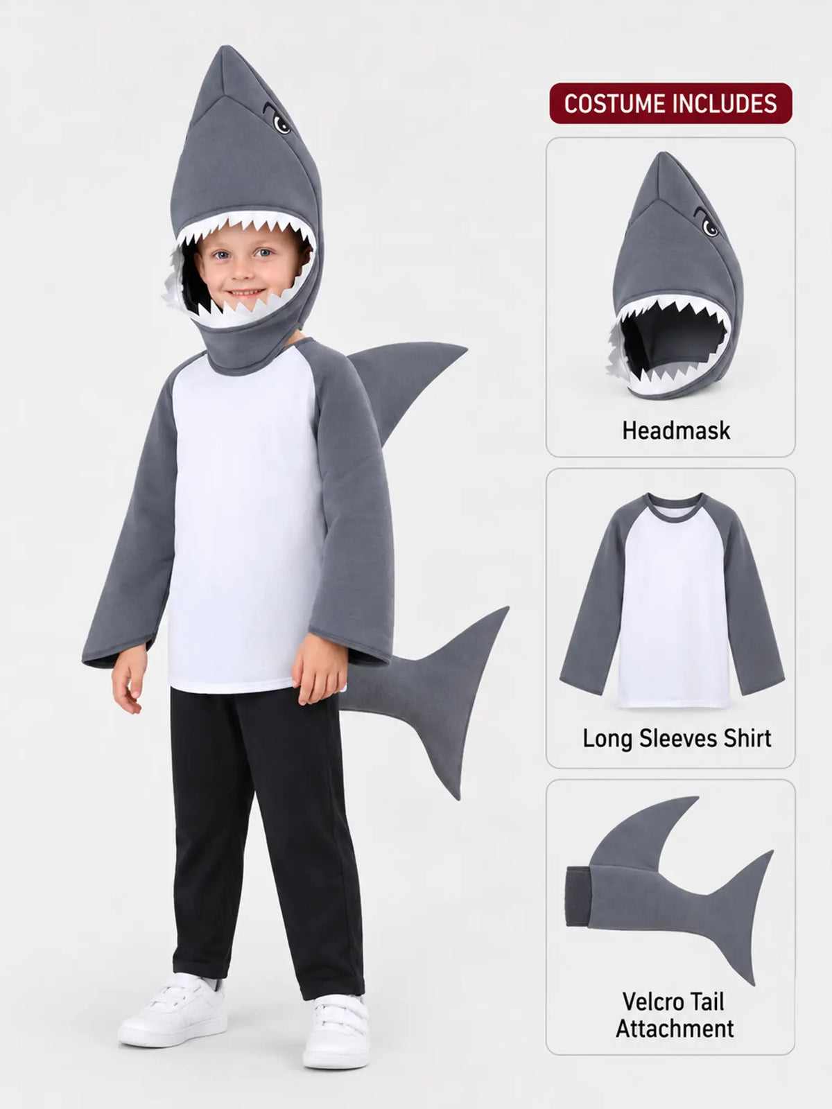 Grey Baby Shark , Kids Halloween Costume Fancy Dress Up