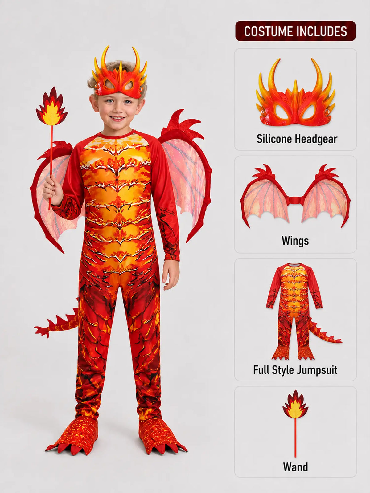 Red Dragon,Kids Halloween Costume Fancy Dress Up