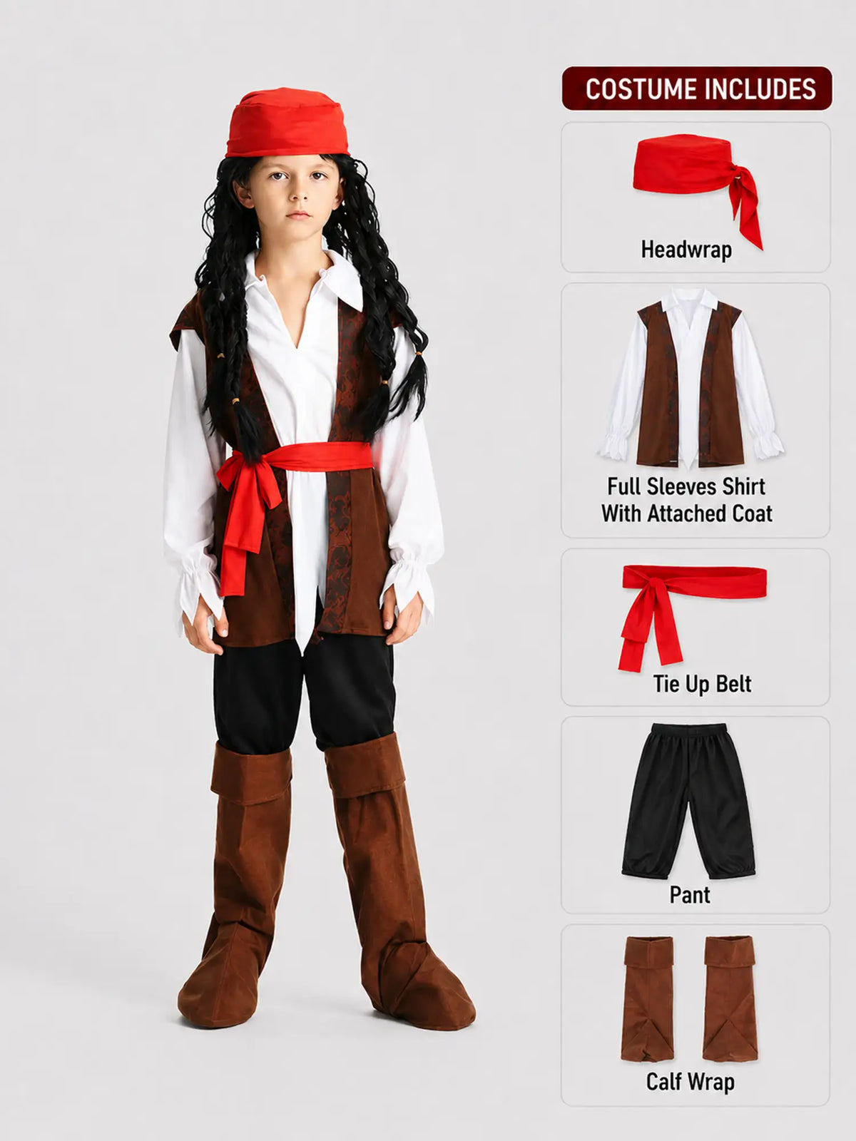 Brown Pirate, kids halloween costume fancy dress up