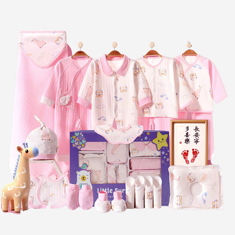 22pcs Pink Penguin Newborn Baby Girl/ Boy Gift Box , all season wear Gift Hamper, (0 - 12 months)