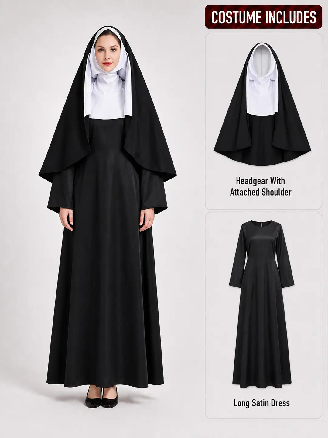 The Nun Adults Halloween Costume Fancy Dress Up