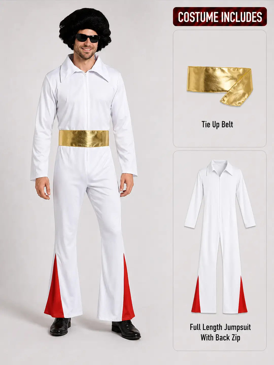 Disco King Rock n Roll singer Adults Halloween Costume Fancy Dress up