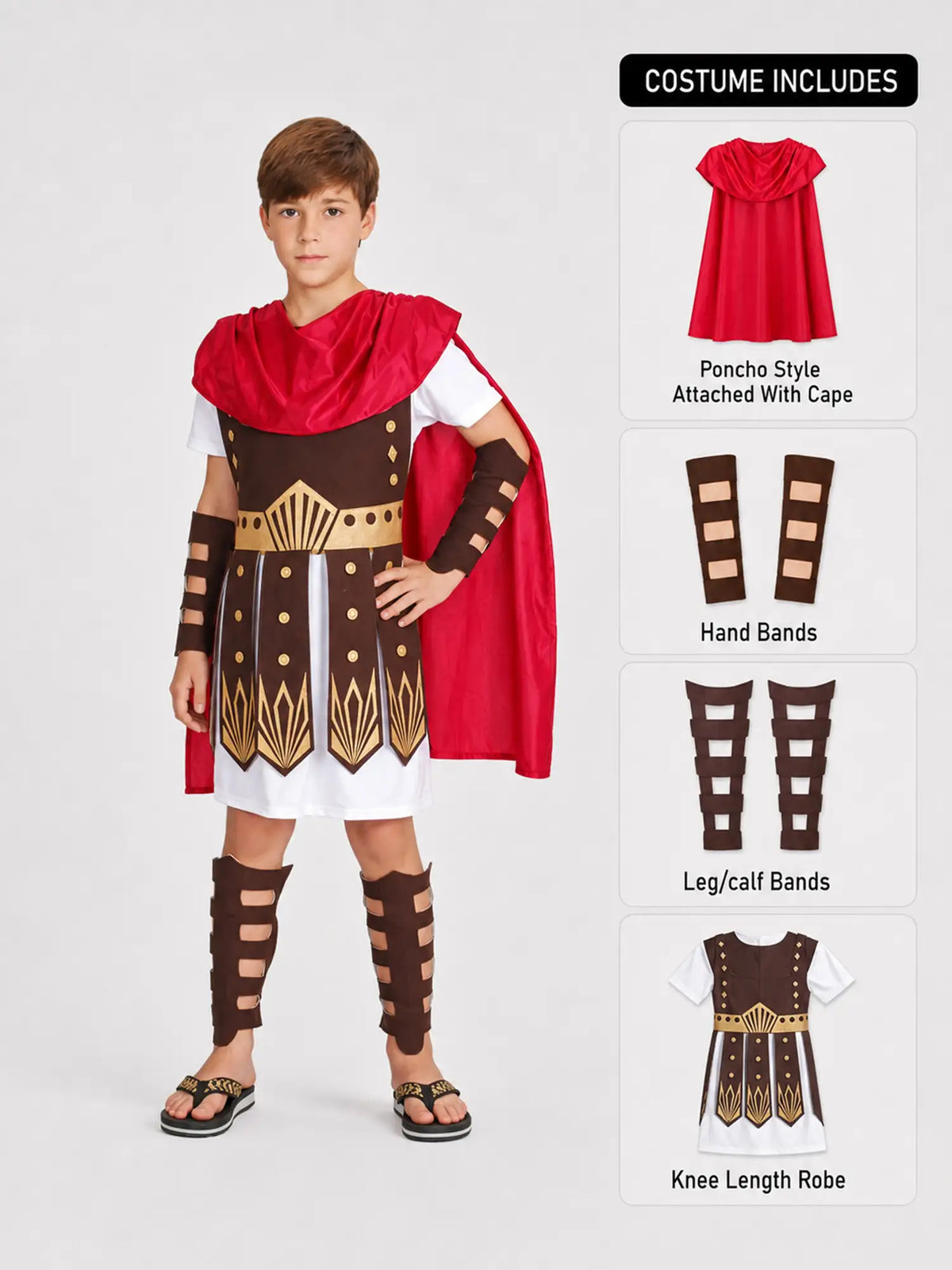 Brown Gladiator, Kids Halloween Costume Fancy Dress Up
