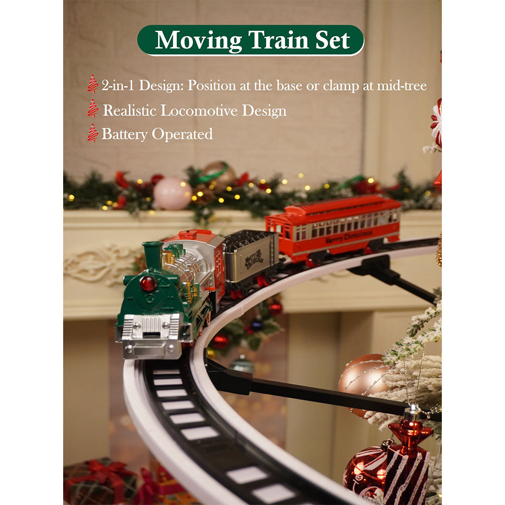 Train around the tree set with Light and Sound for Christmas Tree Decor