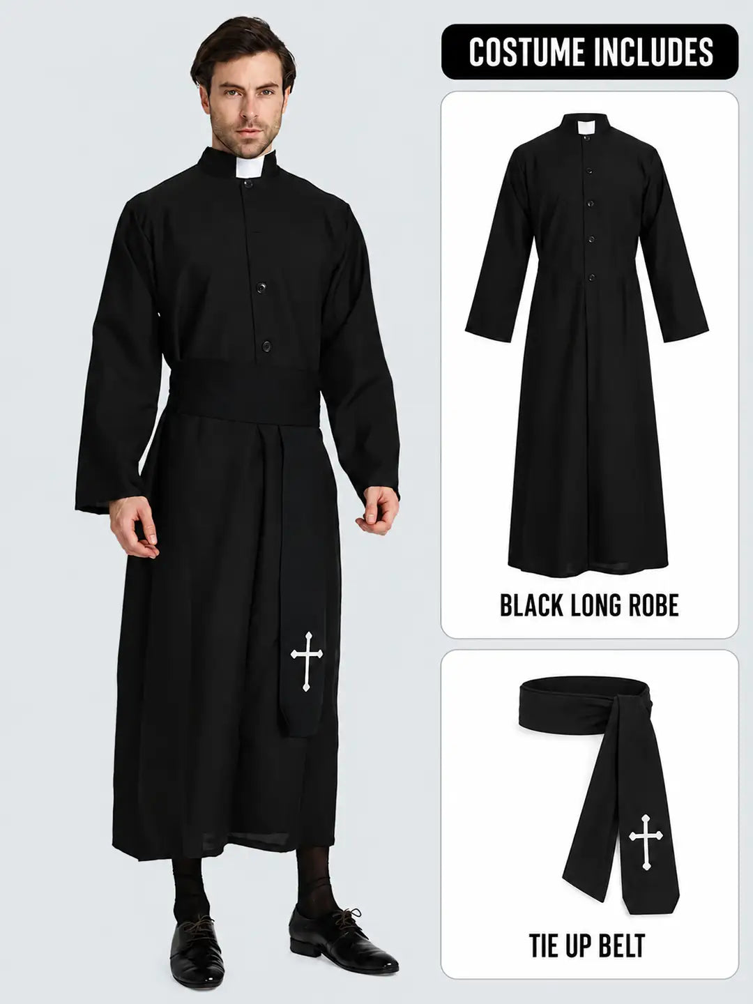 The Priest , Black & White Adults Halloween Costume Fancy Dress Up