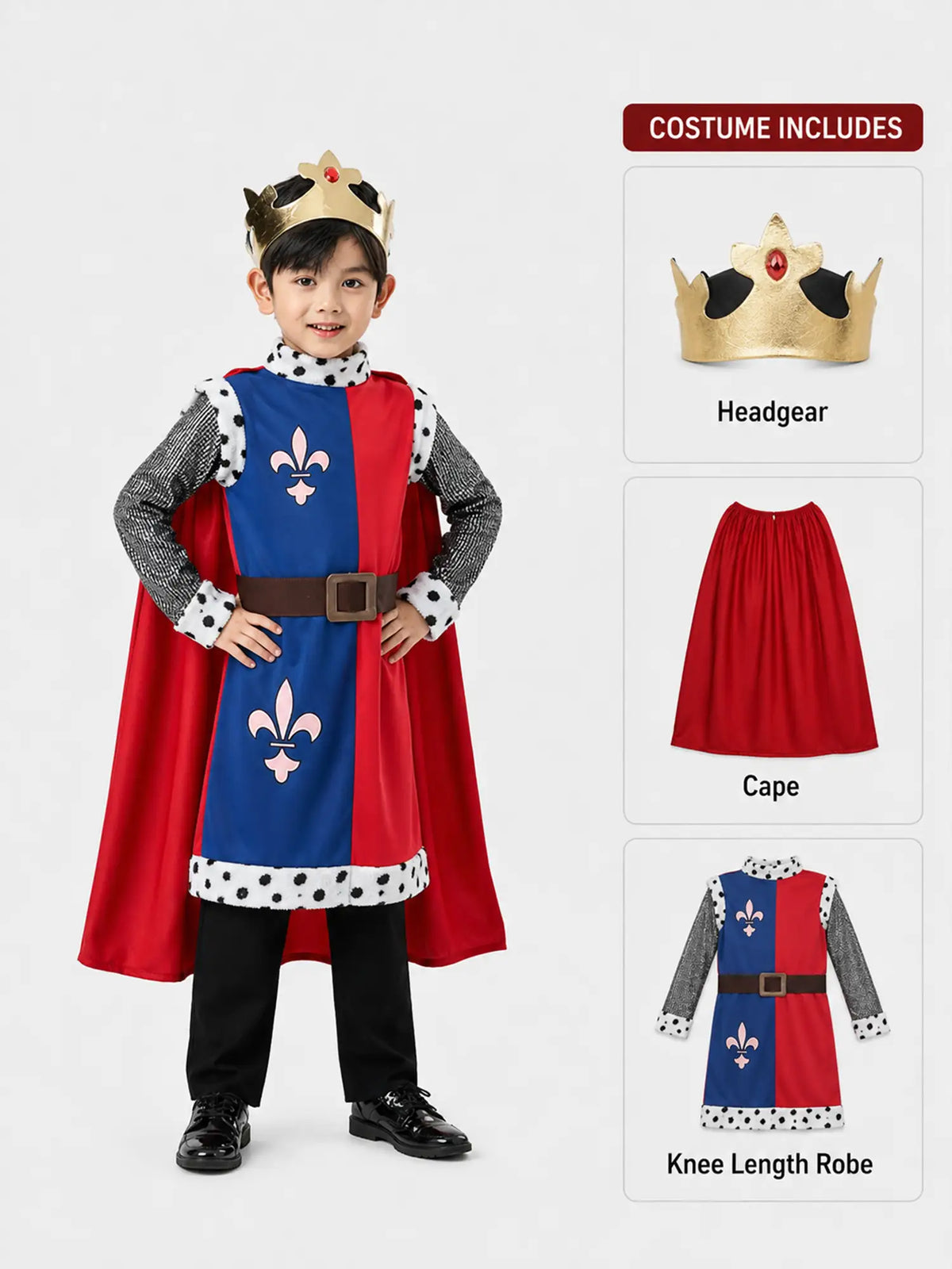 Medieval King costume,Kids Halloween Costume Fancy Dress Up