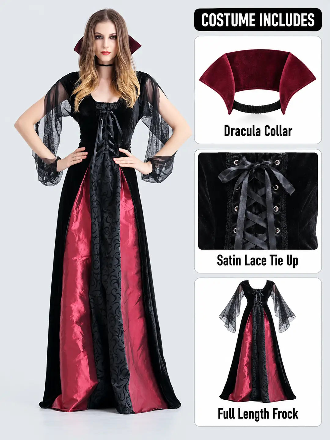 Black & Red Witch Adult Costume Fancy Dress Up