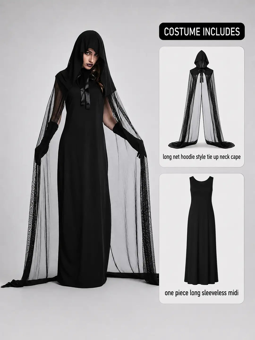 Night Ghost Adults Halloween Costume Dress Up