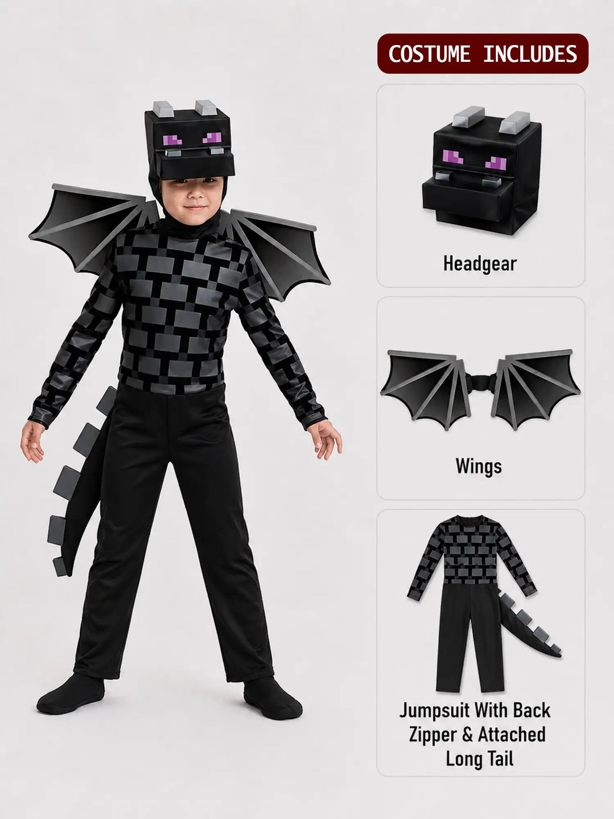 Black Baby Dragon, Kids Halloween Costume Fancy Dress Up