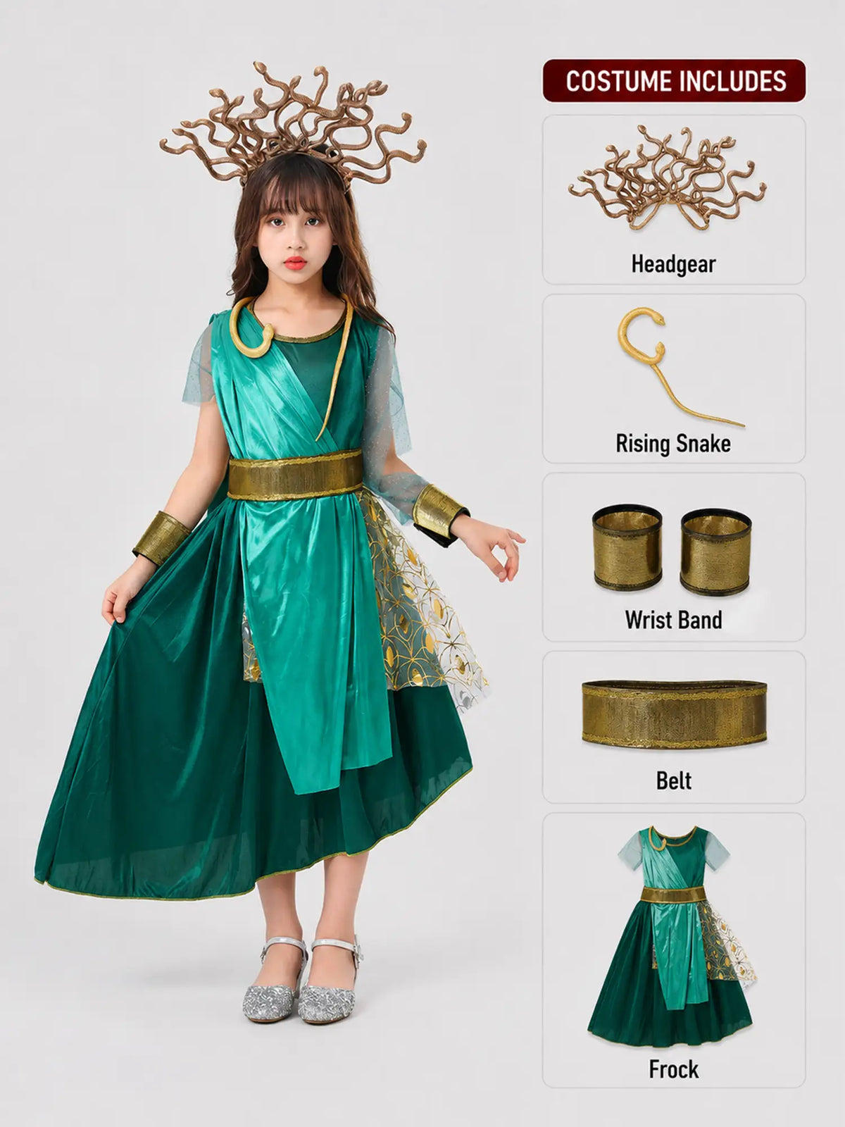 Forest Snake Queen Kids Halloween Costume Dress Up