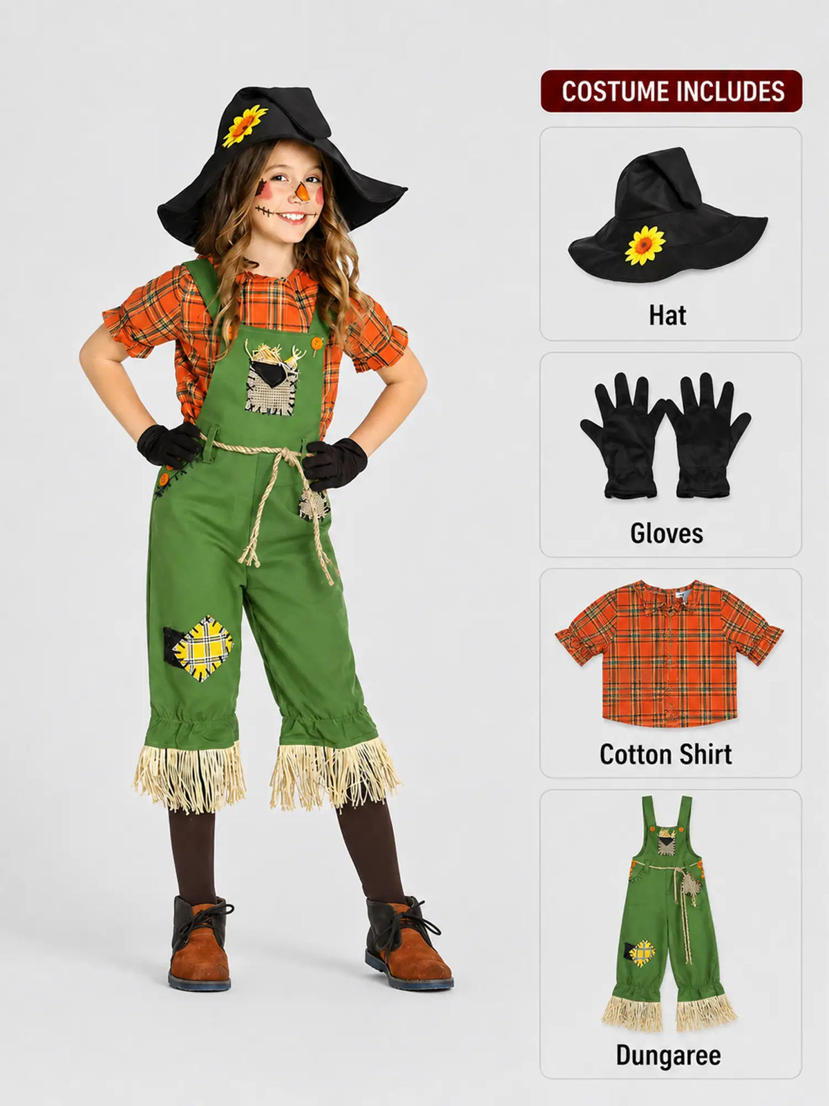 Scarecrow Girl, Halloween Costume Fancy Dress Up