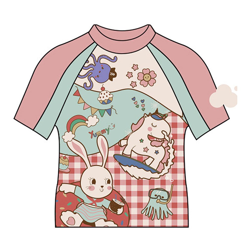 2 PCS Chequered Rabbit Tshirt & Shorts set Swimwear for Kids & Toddlers ...