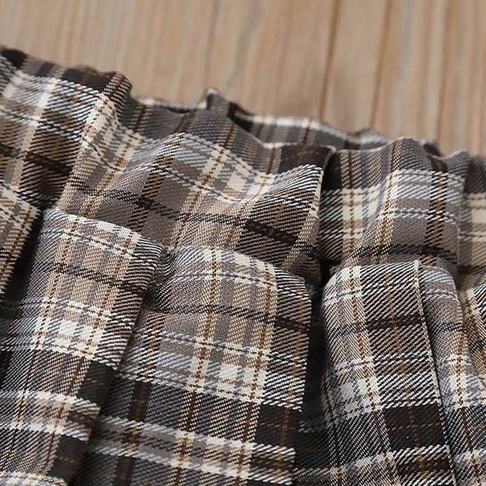 2 pcs Cream checks cardigan and Skirt Winter wear set 2 matching Teddy Clips - Little Surprise Box2 pcs Cream checks cardigan and Skirt Winter wear set 2 matching Teddy Clips