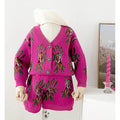 2 pcs Magenta Flower Bunch Knitted Cardigan and shorts Winter wear set - Little Surprise Box2 pcs Magenta Flower Bunch Knitted Cardigan and shorts Winter wear set