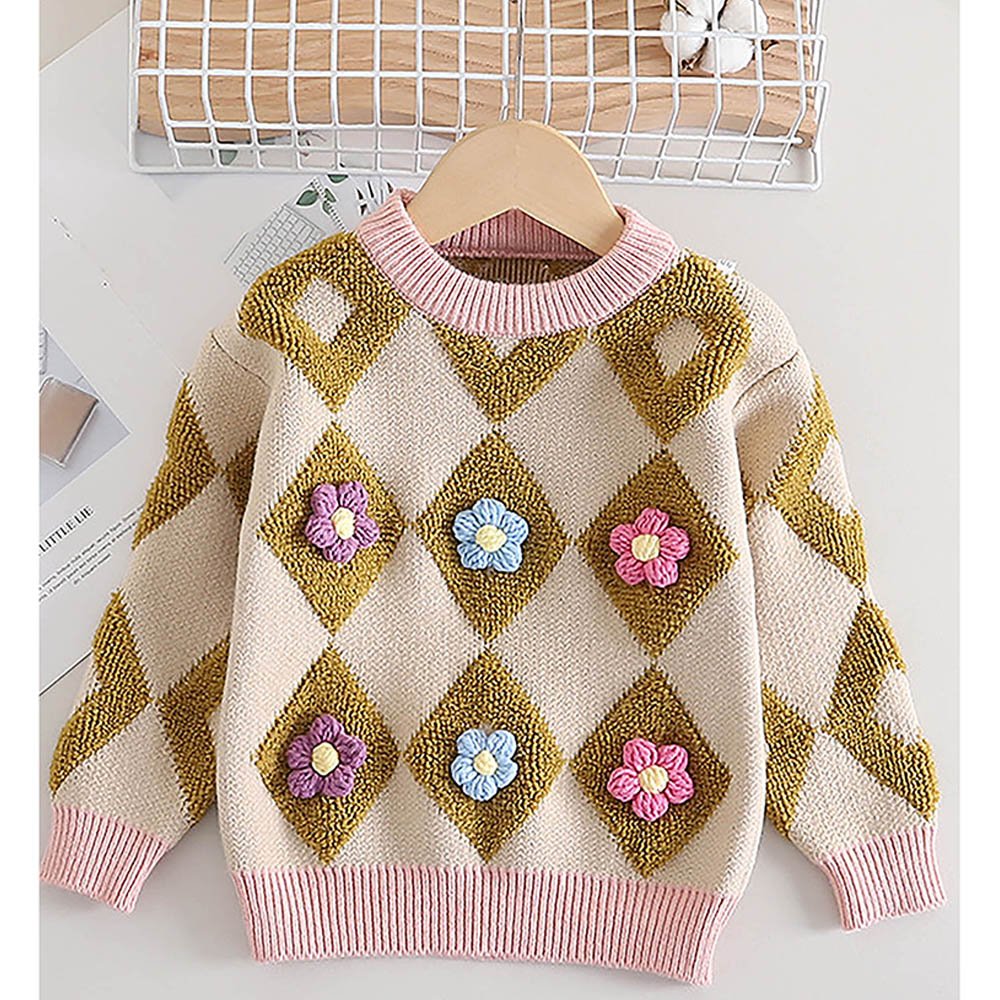 2 pcs Occur Diamond Floral Cardigan and Skirt Winter wear set - Little Surprise Box2 pcs Occur Diamond Floral Cardigan and Skirt Winter wear set
