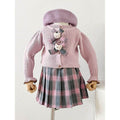 2 pcs Pink checks cardigan and Skirt Winter wear 2 matching Teddy Clips - Little Surprise Box2 pcs Pink checks cardigan and Skirt Winter wear 2 matching Teddy Clips