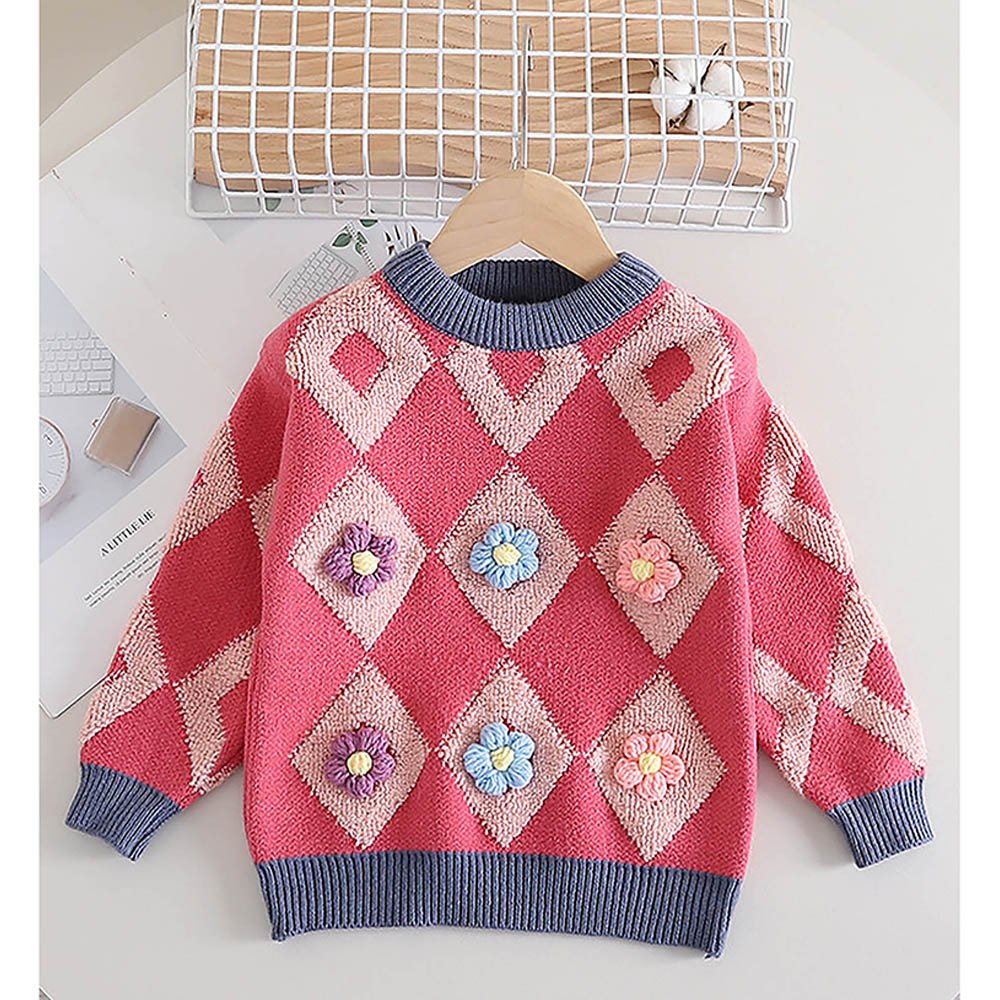 2 pcs Pink Diamond Floral Cardigan and Skirt Winter wear set - Little Surprise Box2 pcs Pink Diamond Floral Cardigan and Skirt Winter wear set