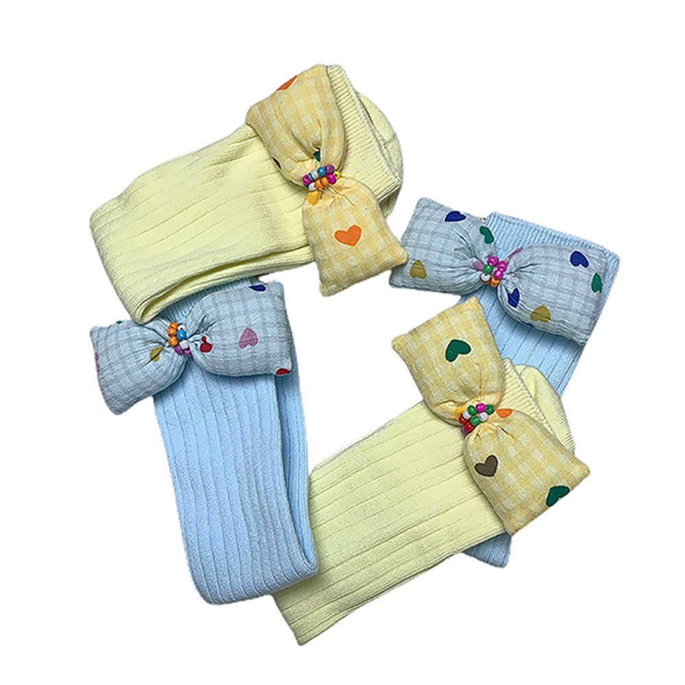 2 pcs set of Blue & Yellow, Mini Hearts 3d Bow Socks for Kids (2 Pairs sets) - Little Surprise Box2 pcs set of Blue & Yellow, Mini Hearts 3d Bow Socks for Kids (2 Pairs sets)