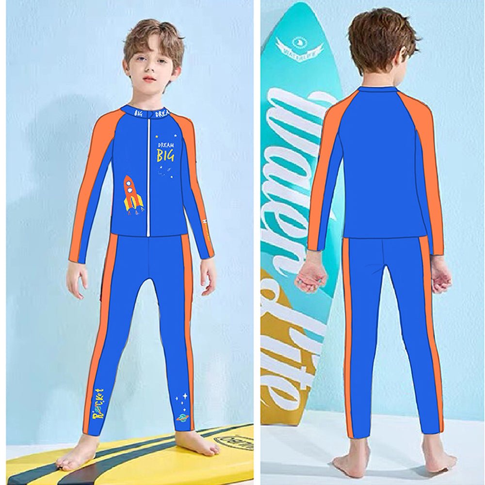 2 pcs Shirt & Pants set LSB Blue & Orange Space Swimwear Full length for Kids with UPF 30+ - Little Surprise Box2 pcs Shirt & Pants set LSB Blue & Orange Space Swimwear Full length for Kids with UPF 30+