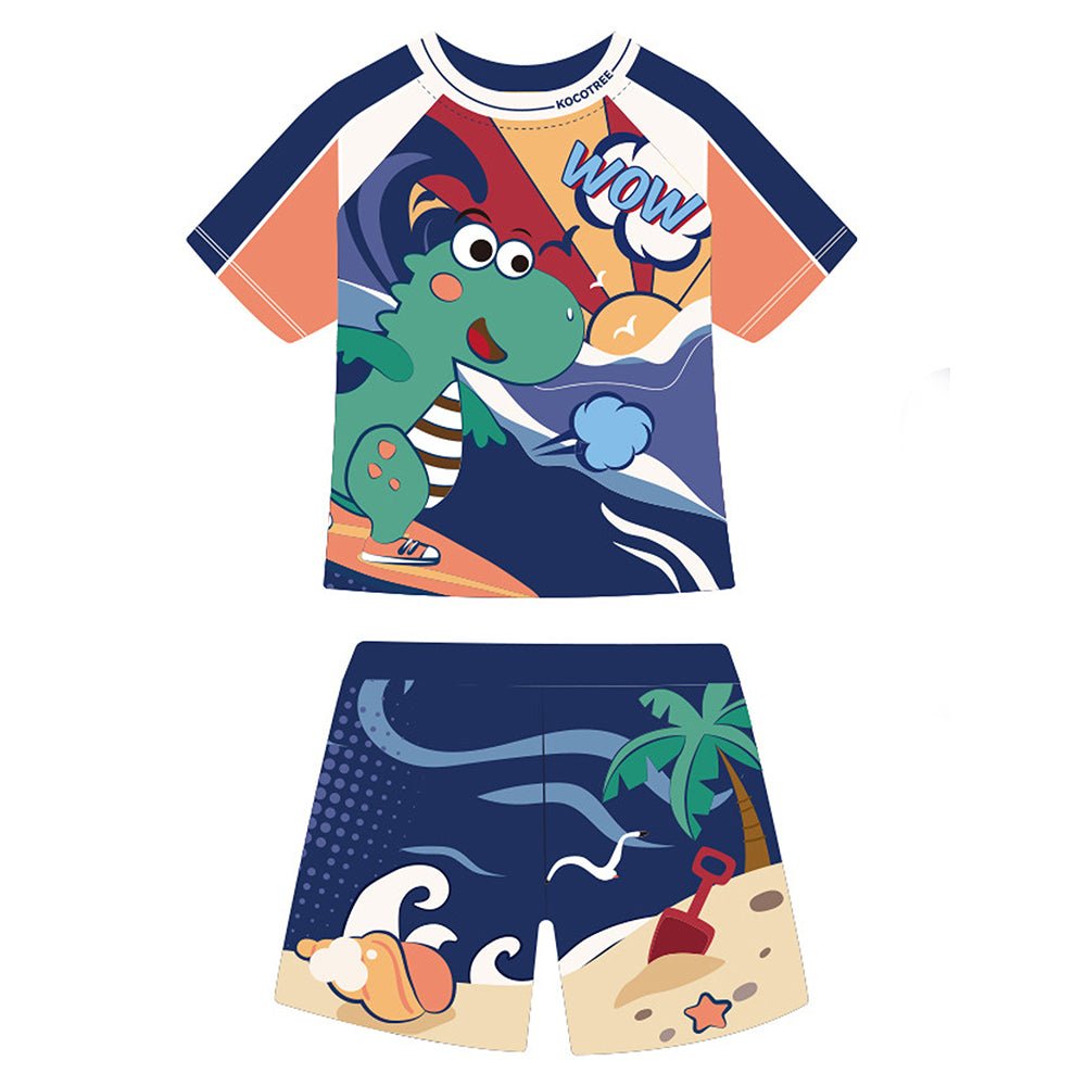 2 PCS The Wow Dino Tshirt & Shorts set Swimwear for Kids & Toddlers - Little Surprise Box2 PCS The Wow Dino Tshirt & Shorts set Swimwear for Kids & Toddlers