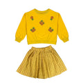 2 pcs Yellow Pineapple Sweatshirt, Skirt Winterwear set for Girls - Little Surprise Box2 pcs Yellow Pineapple Sweatshirt, Skirt Winterwear set for Girls