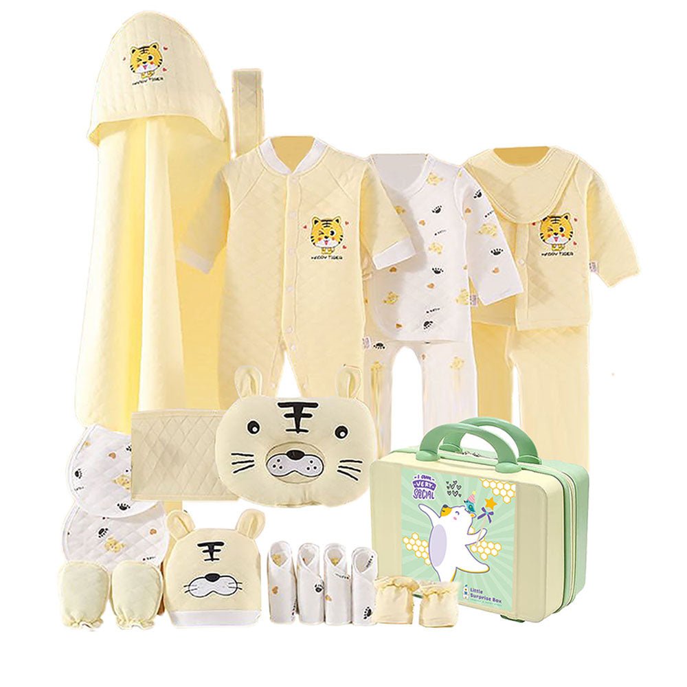 21 Pcs Winter Wear Dual Yellow White Tiger Newborn Baby Girl/ Boy Gift Hamper Box - Little Surprise Box21 Pcs Winter Wear Dual Yellow White Tiger Newborn Baby Girl/ Boy Gift Hamper Box