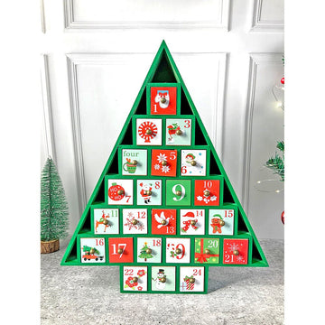 24 days, Wooden Green Tree Shape Advent Calendar for Christmas - Little Surprise Box24 days, Wooden Green Tree Shape Advent Calendar for Christmas