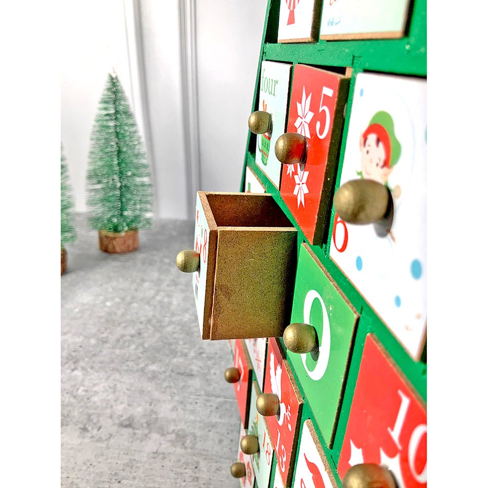 24 days, Wooden Green Tree Shape Advent Calendar for Christmas - Little Surprise Box24 days, Wooden Green Tree Shape Advent Calendar for Christmas