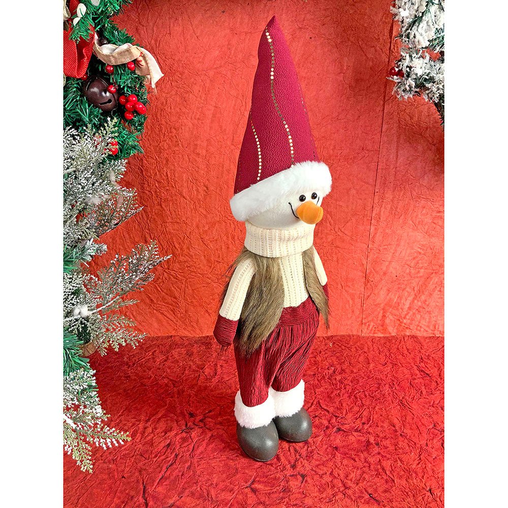 24 inches Cream Maroon Gold self Standing Snowman Christmas Table Décor - Little Surprise Box24 inches Cream Maroon Gold self Standing Snowman Christmas Table Décor