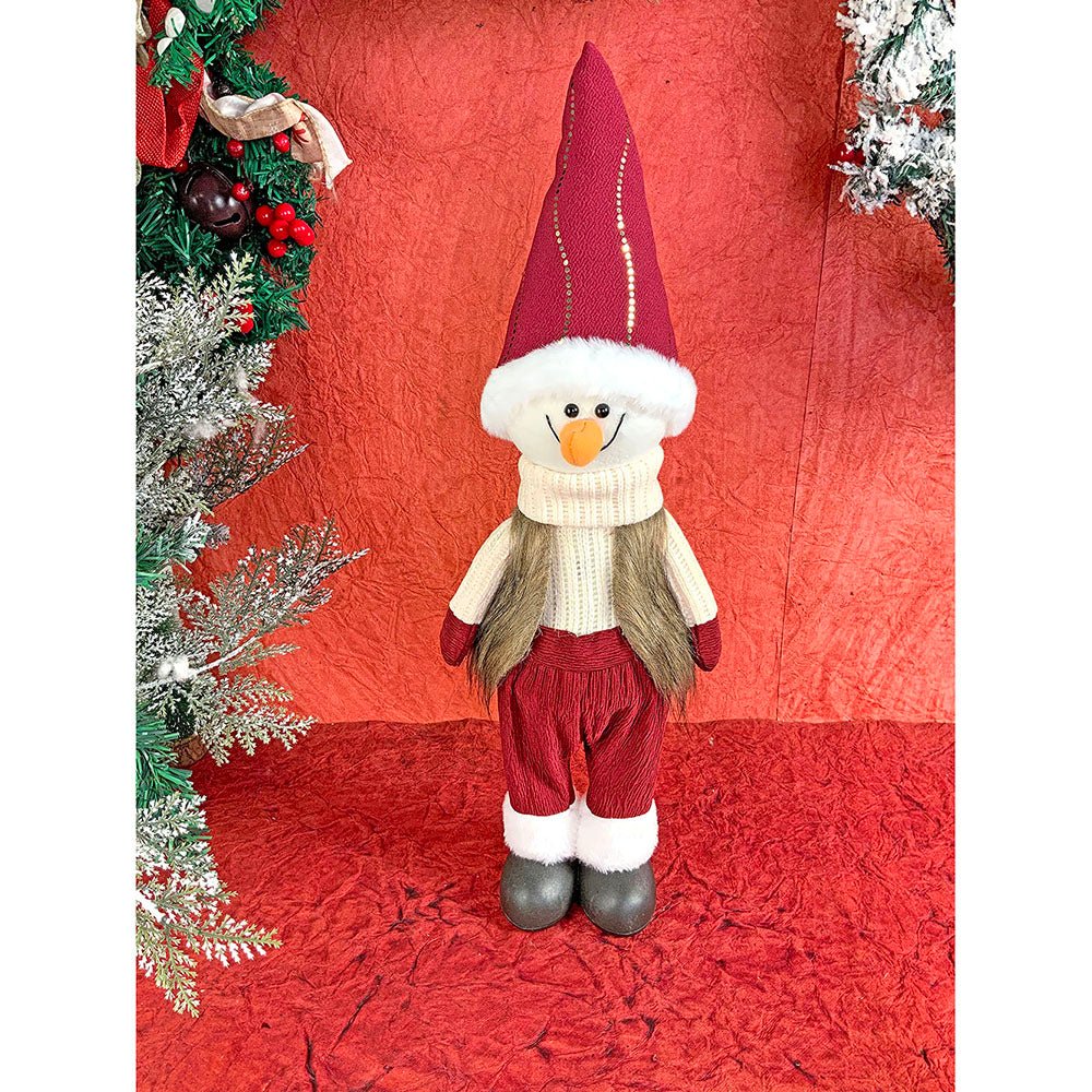 24 inches Cream Maroon Gold self Standing Snowman Christmas Table Décor - Little Surprise Box24 inches Cream Maroon Gold self Standing Snowman Christmas Table Décor