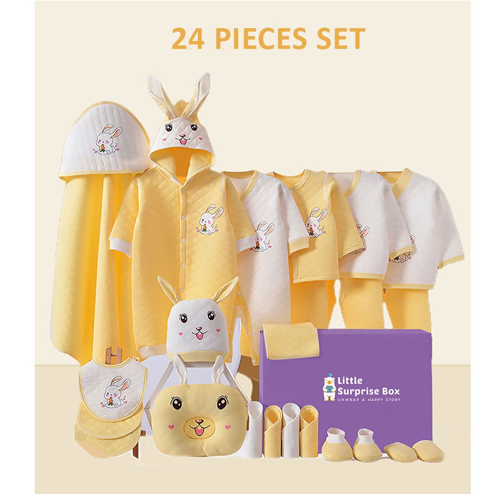 24 Pcs Winter Wear Yellow Bunny Newborn Baby Girl/ Boy Gift Hamper Box - Little Surprise Box24 Pcs Winter Wear Yellow Bunny Newborn Baby Girl/ Boy Gift Hamper Box