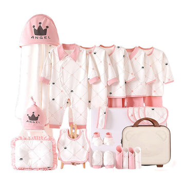 26 Pcs Pink Tiara Newborn Baby Girl/ Boy All Season Wear Gift Hamper With Suitcase - Little Surprise Box26 Pcs Pink Tiara Newborn Baby Girl/ Boy All Season Wear Gift Hamper With Suitcase