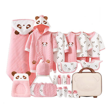 27 Pcs Pink Sleepy Panda Newborn Baby Girl/ Boy All Season Wear Gift Hamper With Suitcase - Little Surprise Box27 Pcs Pink Sleepy Panda Newborn Baby Girl/ Boy All Season Wear Gift Hamper With Suitcase