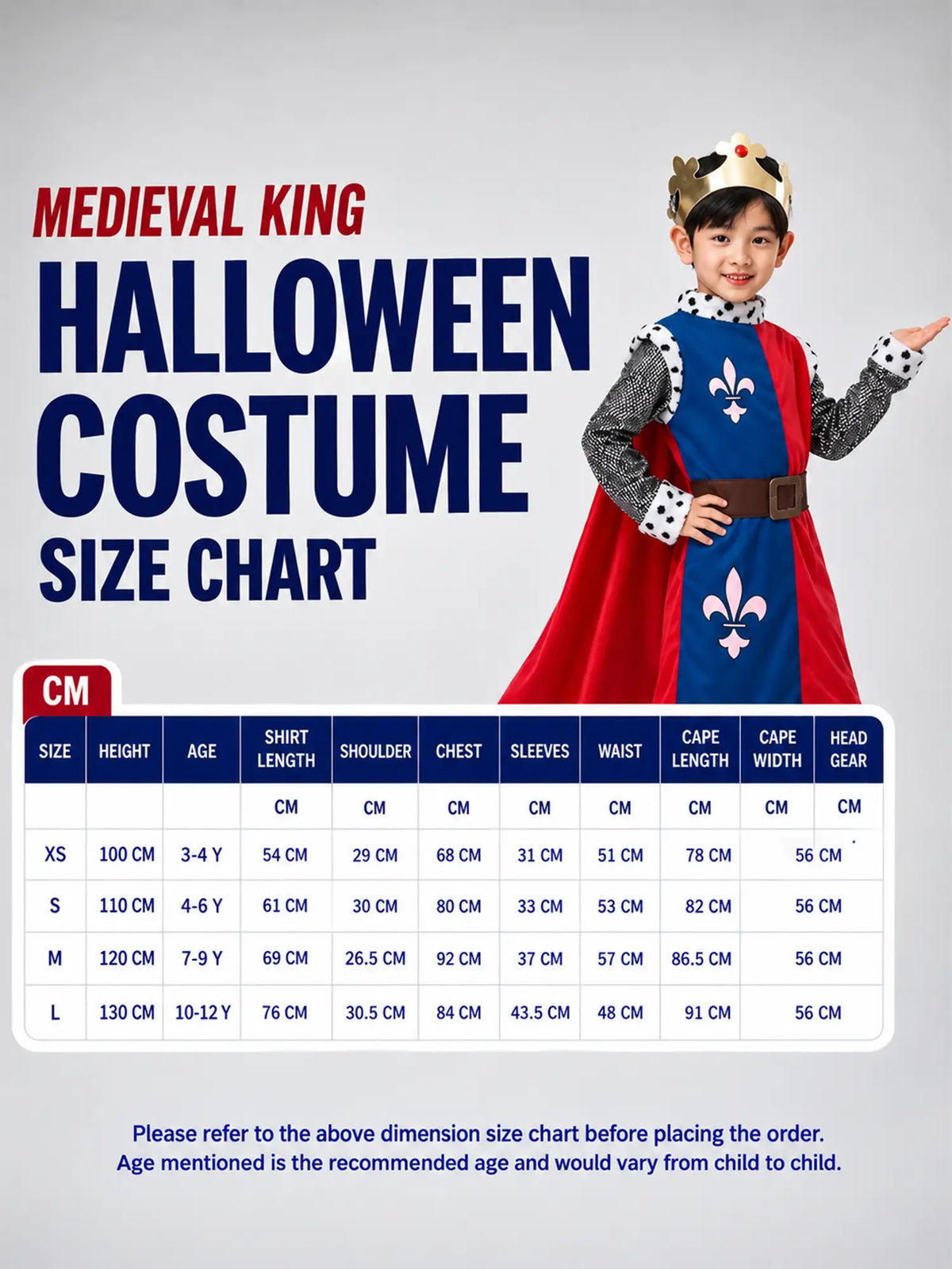Medieval King costume,Kids Halloween Costume Fancy Dress Up