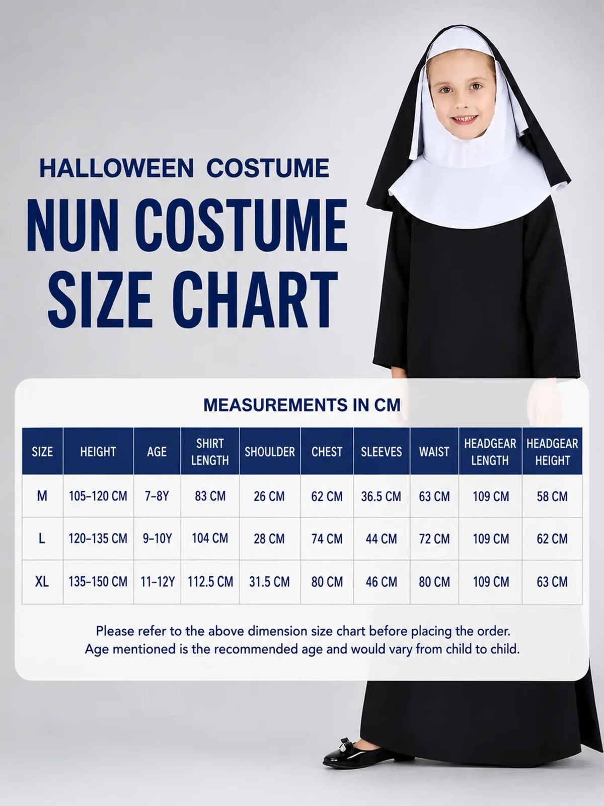 Baby Nun , Kids Halloween Costume Fancy Dress Up
