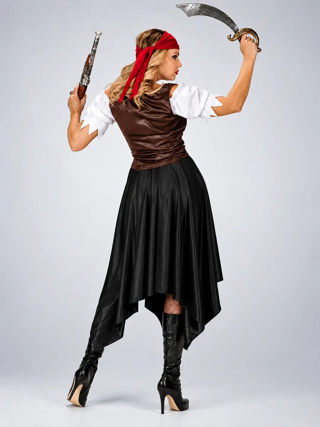 Checks Top & Skirt Pirate Adult Halloween Costume Fancy Dress Up