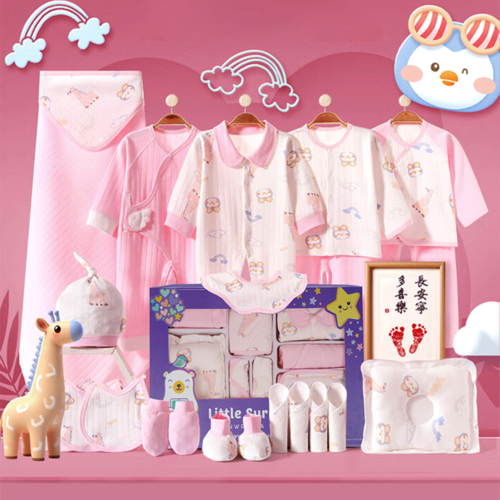 22pcs Pink Penguin Newborn Baby Girl/ Boy Gift Box , all season wear Gift Hamper, (0 - 12 months)