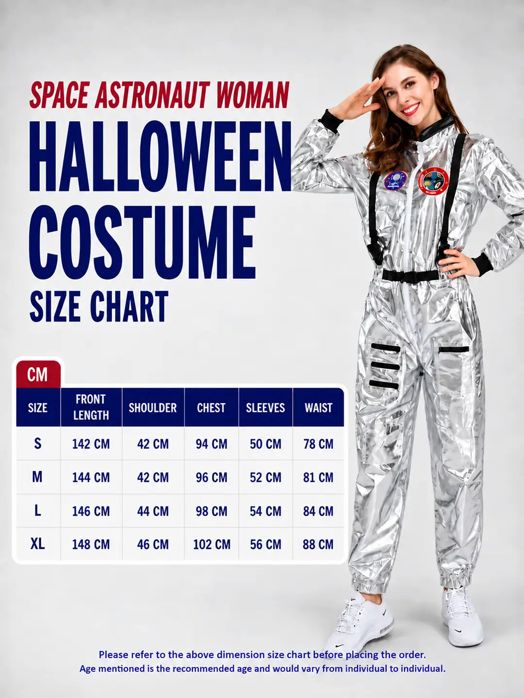 Space Astronaut Woman, Adult Halloween Costume Fancy Dress Up