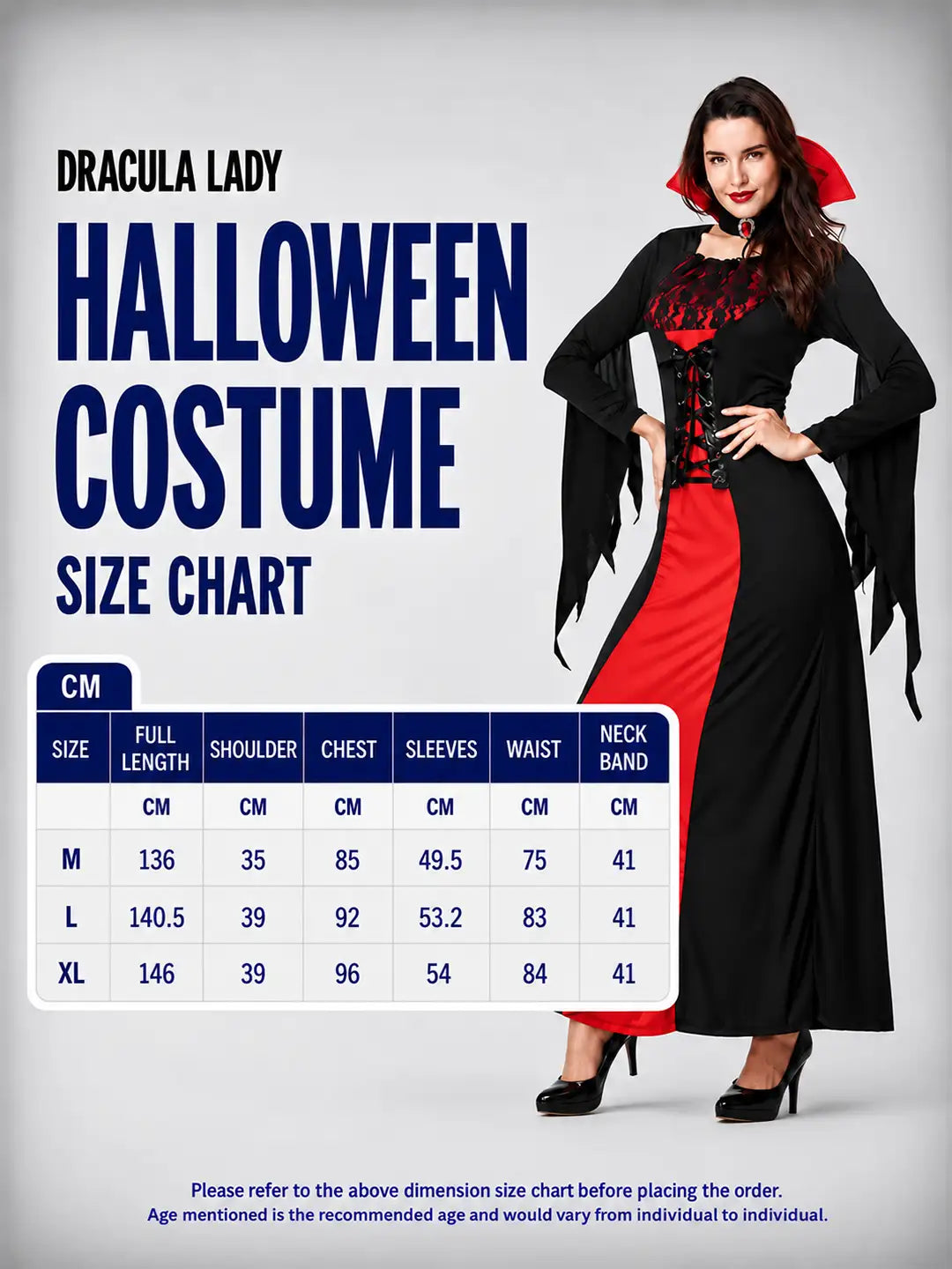Dracula Lady Halloween costume Fancy Dress Up