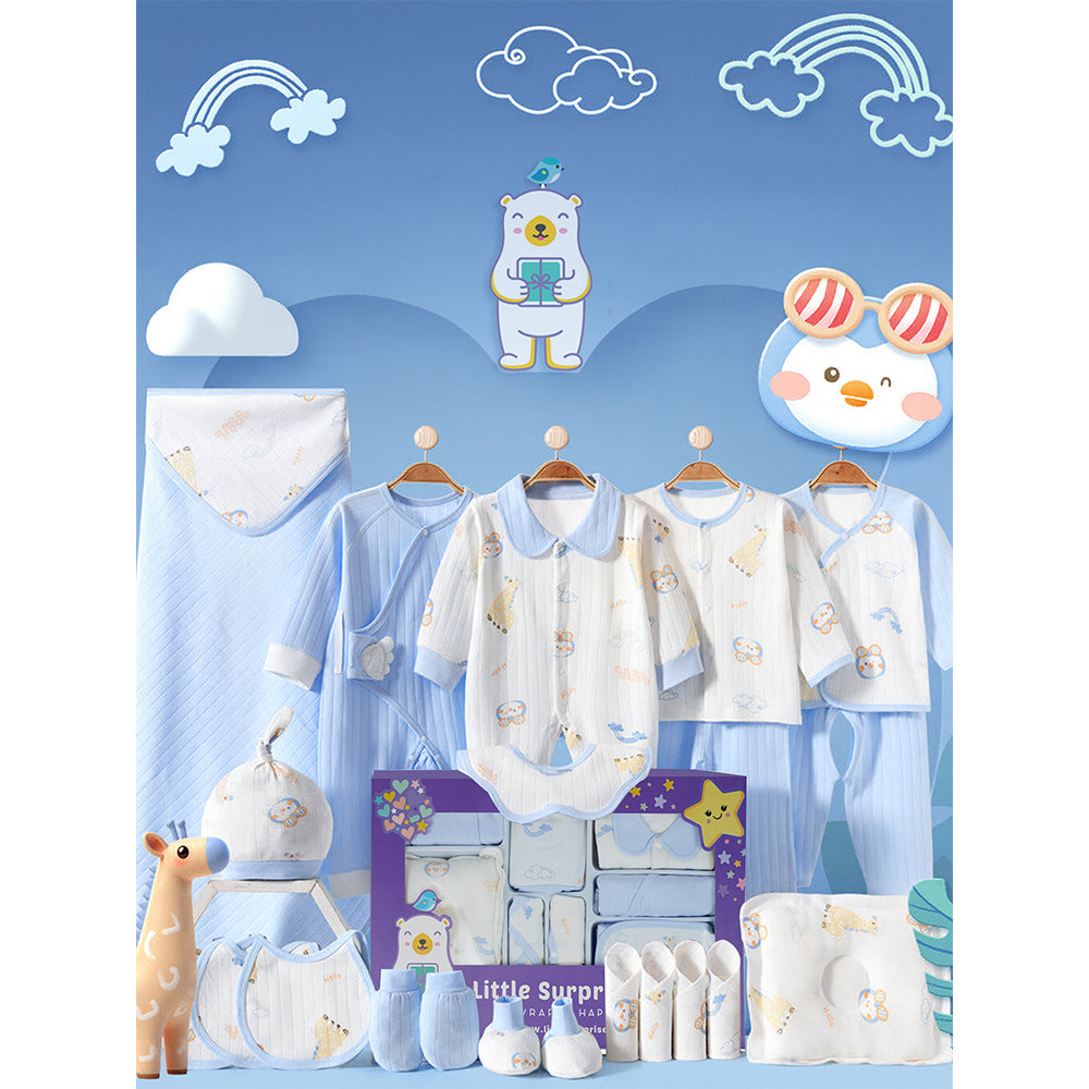 22pcs Blue Penguin Newborn Baby Girl/ Boy Gift Box , all season wear Gift Hamper, (0 - 12 months)