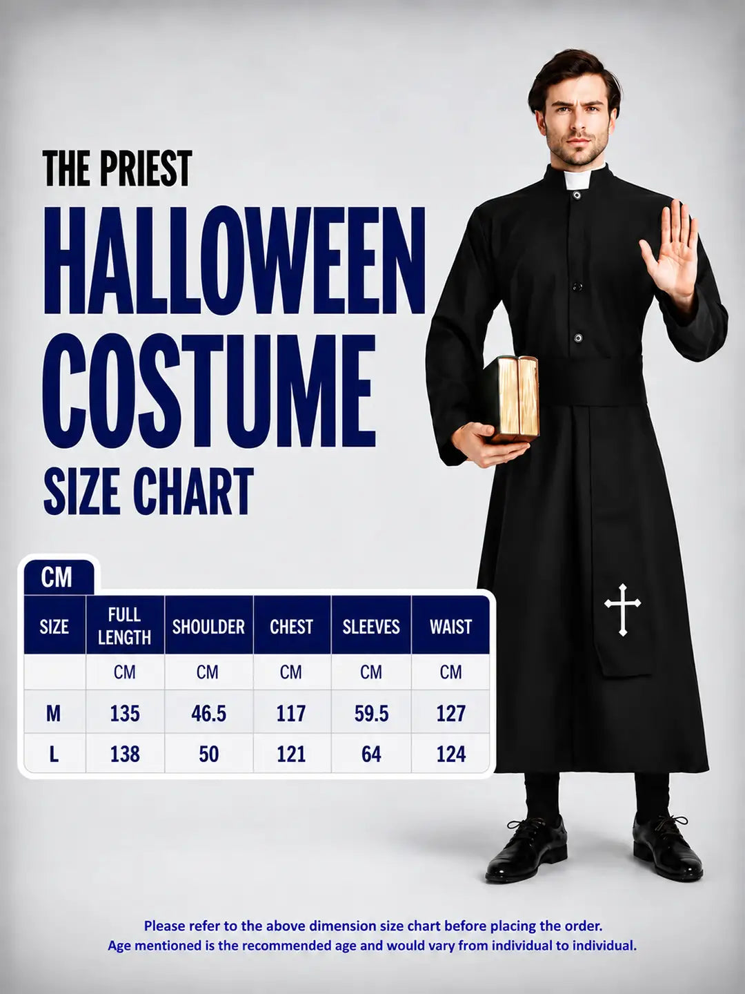 The Priest , Black & White Adults Halloween Costume Fancy Dress Up