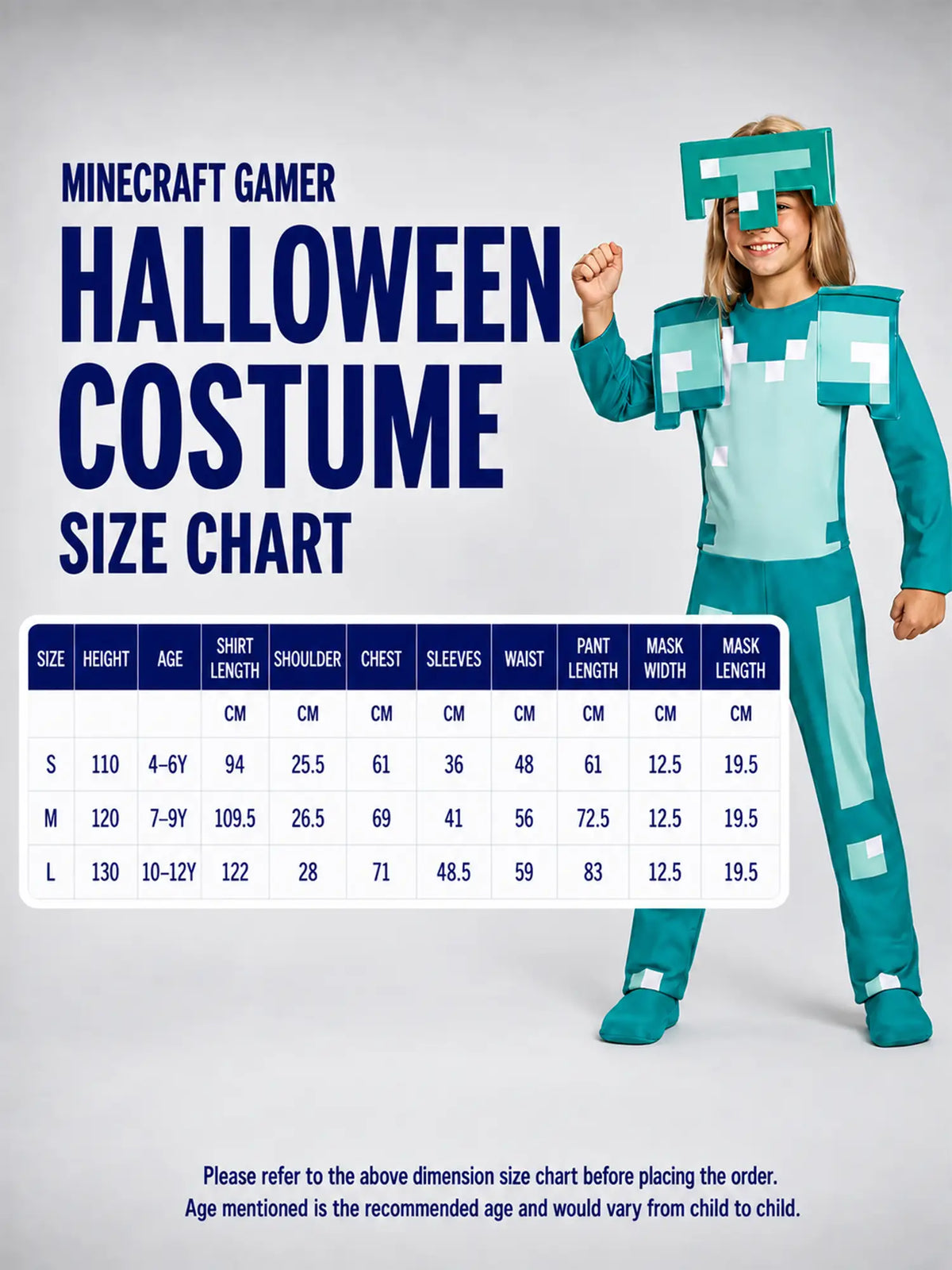 Minecraft Gamer costume,Kids Halloween Costume Fancy Dress Up