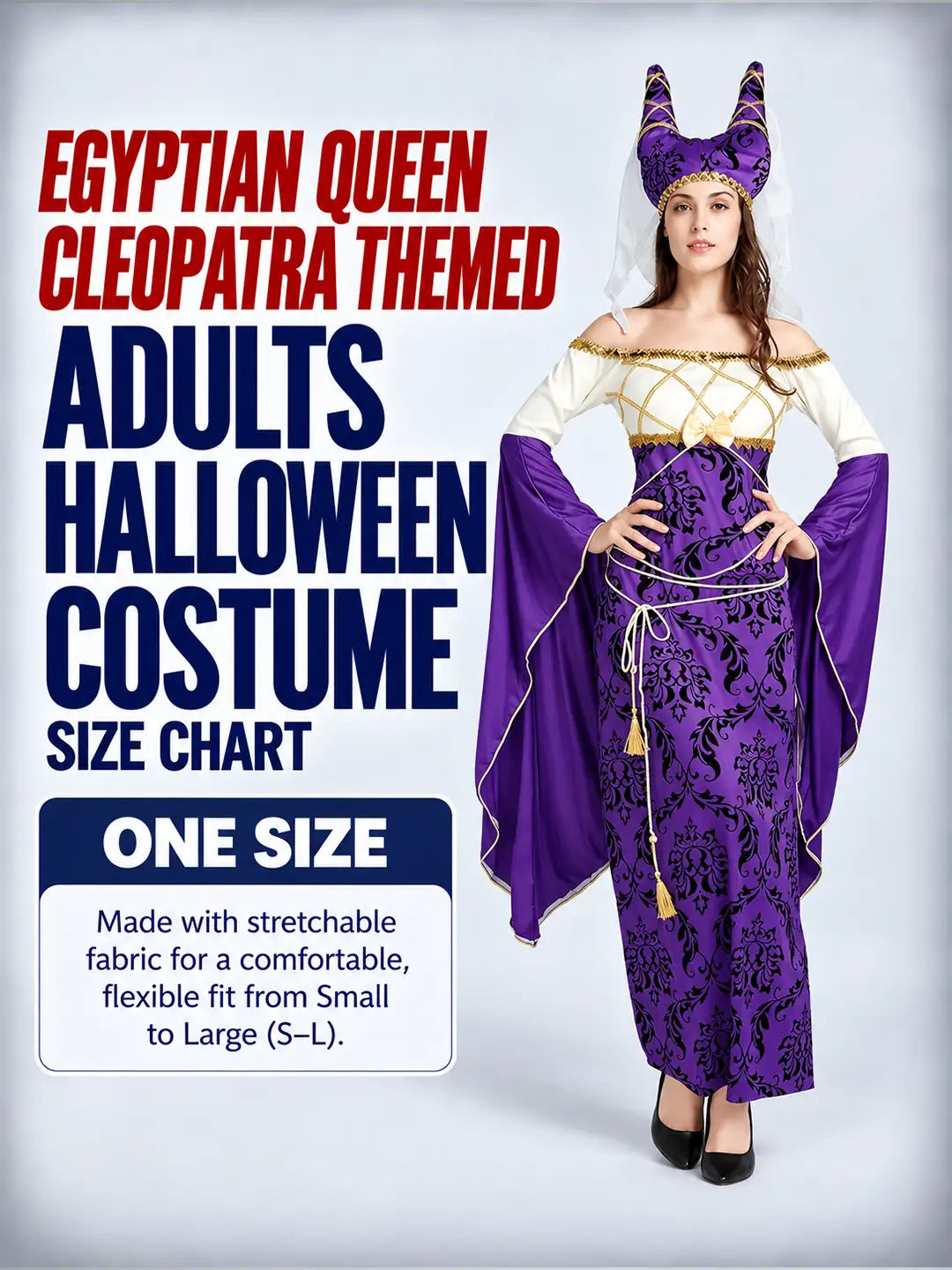 Egyptian Queen Cleopatra themed Adults Halloween Costume Dress Up
