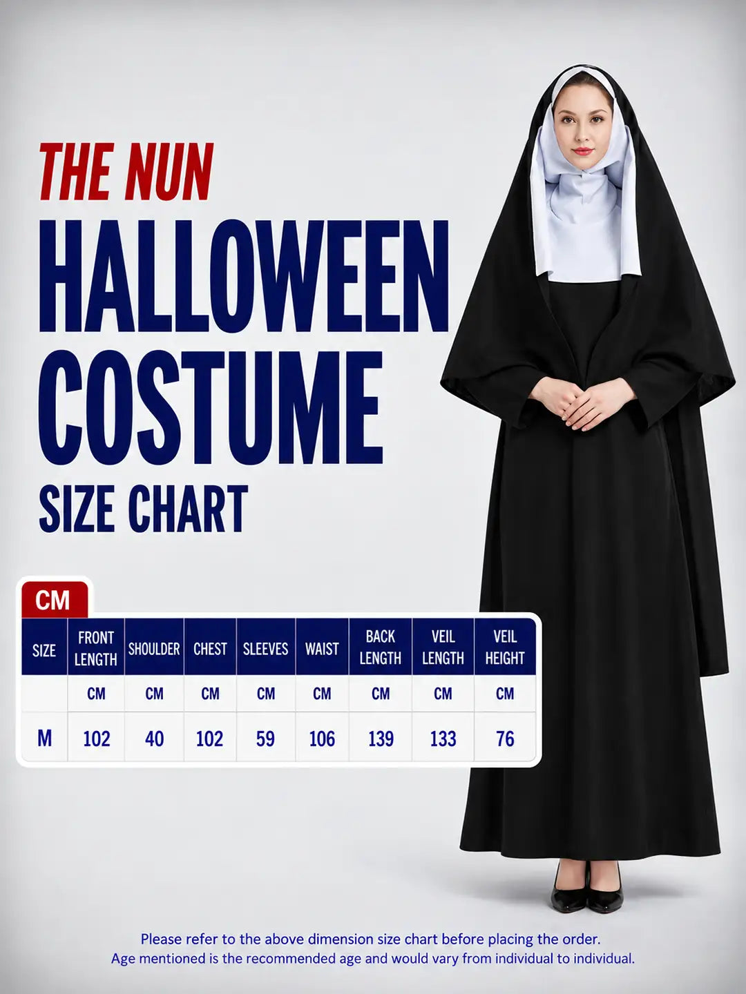 The Nun Adults Halloween Costume Fancy Dress Up