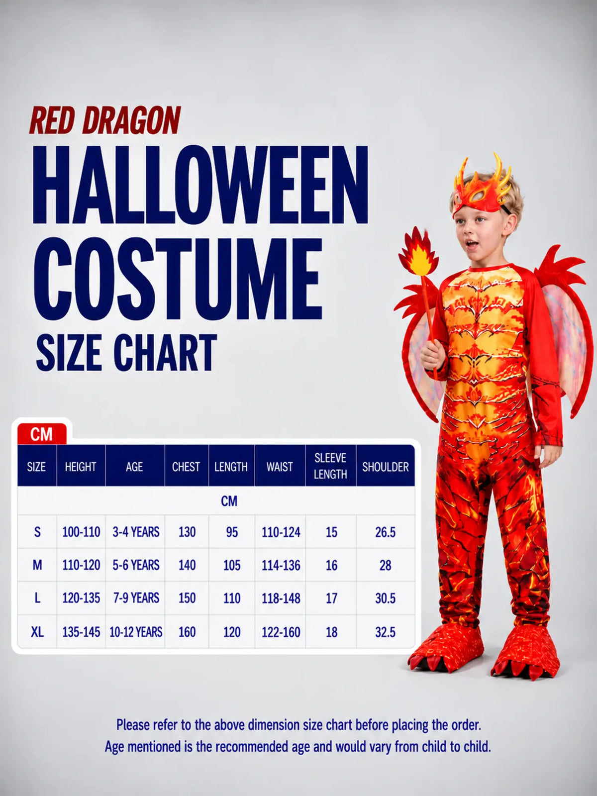 Red Dragon,Kids Halloween Costume Fancy Dress Up